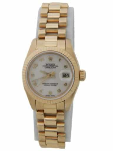 Ladies Rolex 18K Yellow Gold Datejust President Ivory Dial 179178 (SKU K890517AAMT)