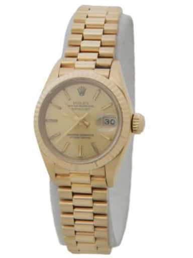 Ladies Rolex 18K Yellow Gold Datejust Watch with Champagne Dial  69178 (SKU 9176032AMT)