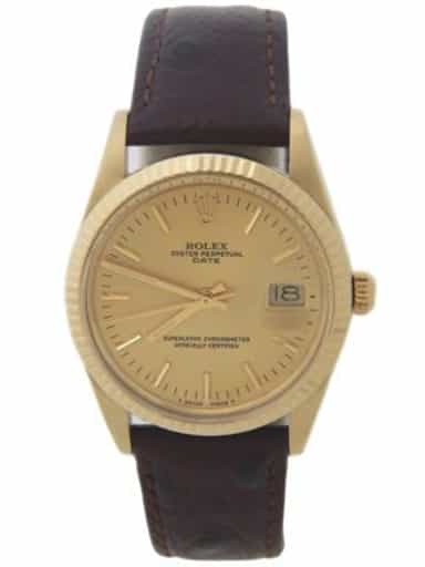 Mens Rolex 14K Yellow Gold Date Champagne 15037 (SKU 9648283BAMT)