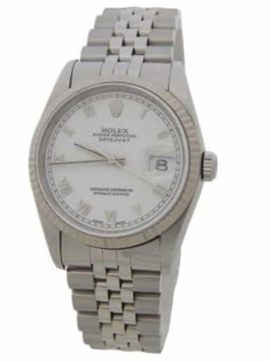 Mens Rolex Stainless Steel Datejust White Roman 16234 (SKU U262441AMT)