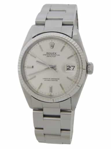 Mens Rolex Stainless Steel Datejust Watch Silver Dial 1601 (SKU 2859397AMT)