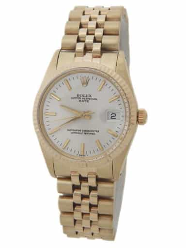 Mens Rolex 14K Yellow Gold Date Silver Dial 15037 (SKU 7109617AMT)