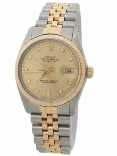 Mens Rolex Two-Tone 18K/SS Datejust Champagne Diamond Dial 16013 (SKU 8787106AMT)