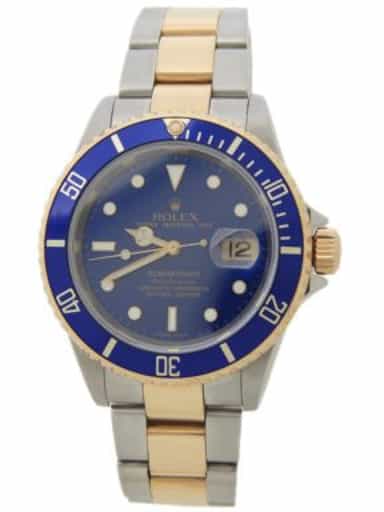 Mens Rolex Two-Tone 18K/SS Submariner Blue 16613 (SKU BLE16613AMT)