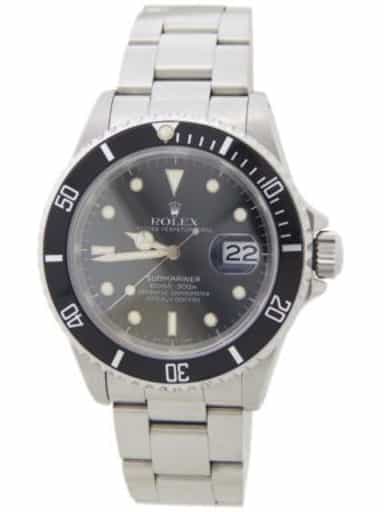 Mens Rolex Stainless Steel Submariner Watch Black Dial 16610 (SKU BLK16610AMT)