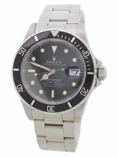 Mens Rolex Black Stainless Steel Submariner Watch Black Dial 16610 (SKU 16610FPAMT)