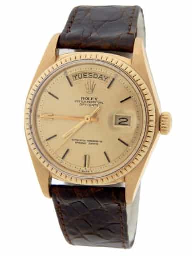 Mens Rolex 18K Gold Day-Date Watch with Gold Linen Dial 1803 (SKU 3594606NMTB)