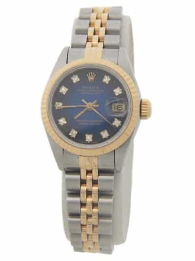 Ladies Rolex Two-Tone 18K/SS Datejust Blue Vignette Diamond 69173 (SKU 8133779AMT)