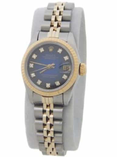 Ladies Rolex Two-Tone 18K/SS Datejust Blue Vignette Diamond 69173 (SKU 8133779FPAMT)