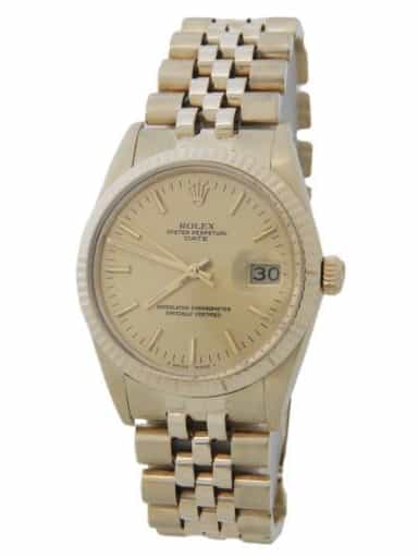 Mens Rolex 14K Yellow Gold Date Champagne Dial 15037 (SKU 9648283JAMT)