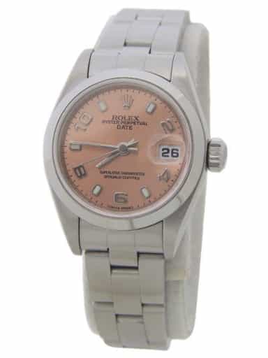 Ladies Rolex Stainless Steel Date 79160 Salmon Arabic Dial (SKU P718620AMT)