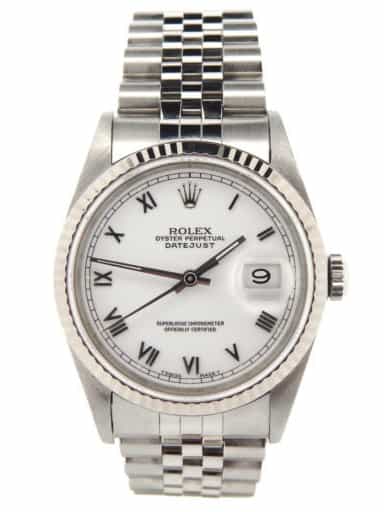 Mens Rolex Stainless Steel Datejust White Roman 16234 (SKU S177557NMT)