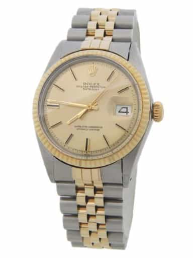 Mens Rolex Two-Tone Datejust 1601 Watch with Gold Champagne Dial (SKU 2929139AMT)