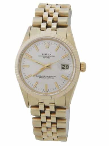 Mens Rolex 14K Yellow Gold Date Silver Dial 15037 (SKU 6719555AMT)