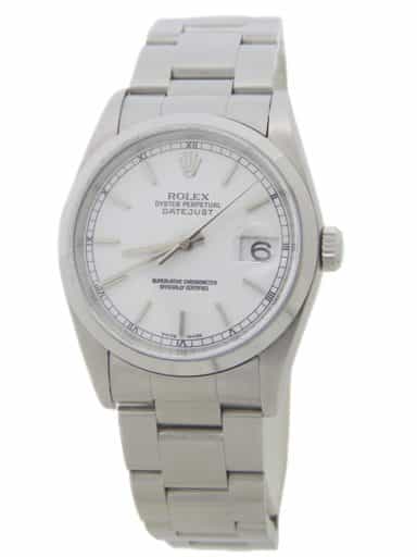 Mens Rolex Stainless Steel Datejust White Dial 16200 (SKU F553893AMT)