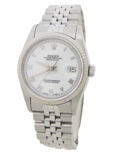 Mens Rolex Stainless Steel Datejust White Roman Dial 16234 (SKU S702888AMT)
