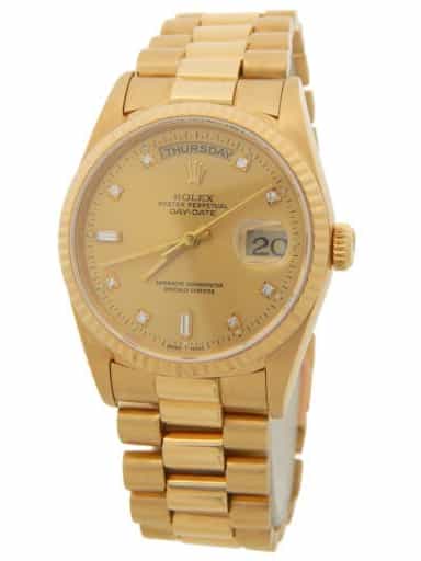 Mens Rolex 18K Gold Day-Date President Champagne Diamond 18238 (SKU 18238FPAMT)