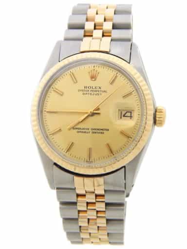 Mens Rolex Two-Tone Datejust 1601 Watch with Gold Champagne Dial (SKU 2957562AMT)
