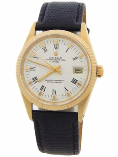Mens Rolex 14K Yellow Gold 15037 Date Watch with White Roman Dial (SKU 6719388BLAMT)
