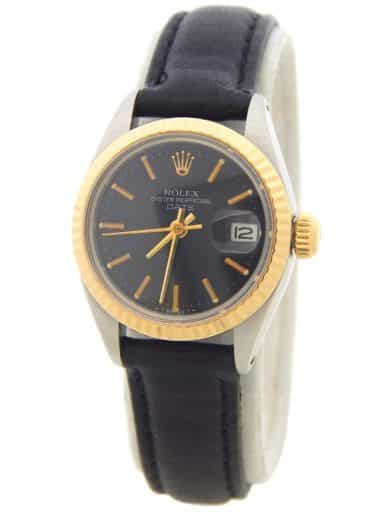 Ladies Rolex Two-Tone Date Watch Model Ref. 6916 with Black Dial (SKU 7064644BLAMT)