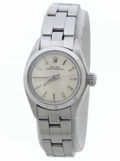 Ladies Rolex Stainless Steel Oyster Perpetual Watch with Silver Dial 6718 (SKU 7209752AMT)