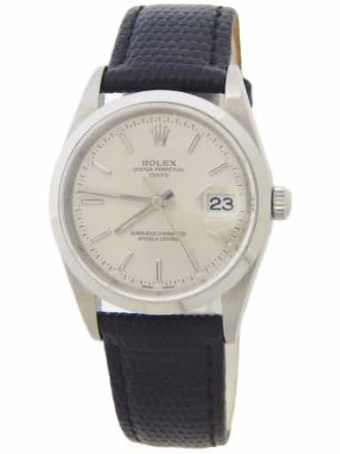 Mens Rolex Stainless Steel Date 15200 Watch Silver Dial with Black Leather Band (SKU P894601AMT)