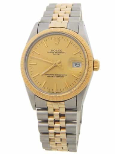Mens Rolex Two-Tone Date Watch with Champagne Dial 15053 (SKU 9202623AMT)
