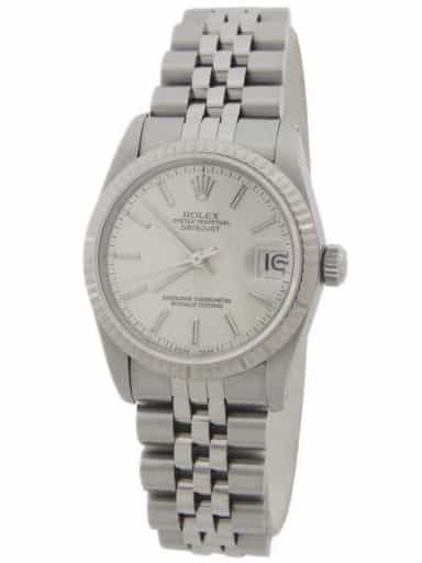 Mid Size Rolex Stainless Steel Datejust Watch with Silver Stick Dial 68274 (SKU L502493AMT)
