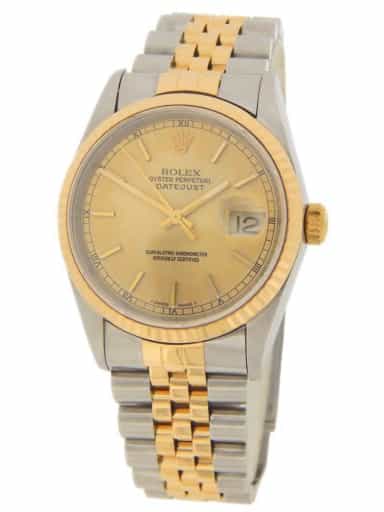 Mens Rolex Two-Tone 18K/SS Datejust Watch Champagne Dial 16233 (SKU 16233FPJAMT)