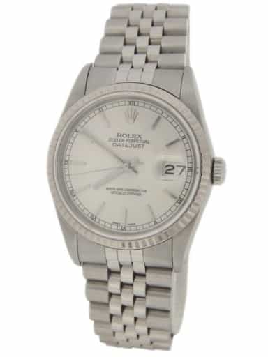 Mens Rolex Stainless Steel Datejust Silver Dial Watch Ref. 16234 (SKU E778012AMT)
