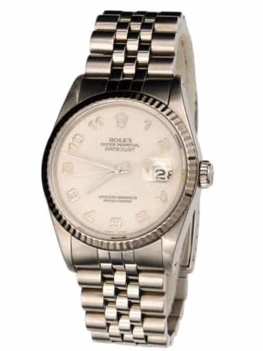 Mens Rolex Stainless Steel 16234 Datejust Watch Ivory Arabic Dial (SKU E778012JAMT)