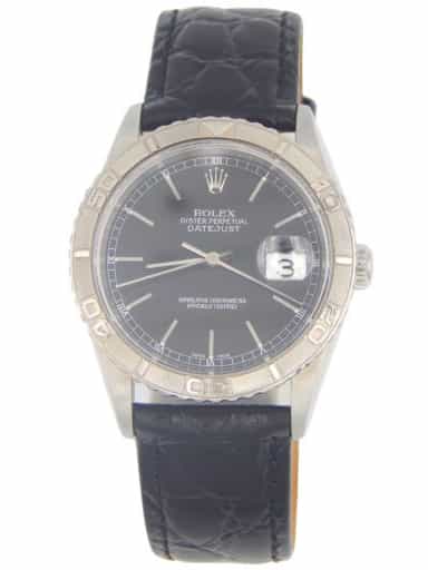Mens Rolex Stainless Steel Datejust Turn-O-Graph Black 16264 (SKU 16264BFPAMT)