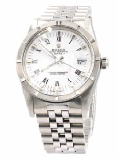 Mens Rolex Stainless Steel Date Watch White Roman Dial 15010 (SKU 8712052AMT)