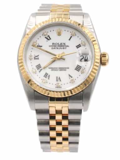 Ladies Mid Size 31mm Rolex 2Tone Datejust Watch Diamond 68273 (SKU S195952JAMT)