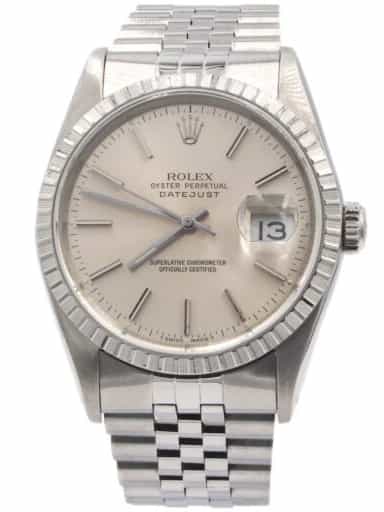 Mens Rolex Stainless Steel Datejust Watch Silver Dial 16220 (SKU 16220SFPAMT)