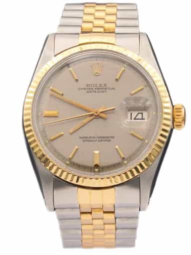 Mens Rolex Two-Tone Datejust Watch with Rare Slate Gray Linen Dial 1601 (SKU 2500892AMT)