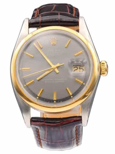 Vintage Mens Rolex 2Tone Datejust Watch Slate Gray Dial 1600 (SKU 4014353AMT)