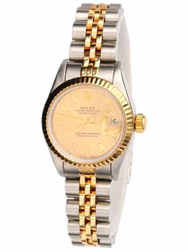 Ladies Rolex Two-Tone 18K/SS Datejust Watch Champagne Dial 69173 (SKU 9268905AMT)