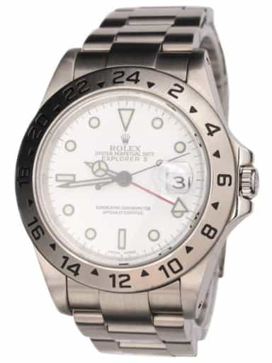 Mens Rolex Stainless Steel Explorer II Watch White Dial 16570 (SKU P105260AMT)