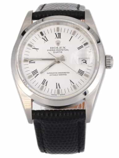 Mens Rolex Stainless Steel Date 15200 Watch White Dial with Black Leather Band (SKU P894601FPAMT)
