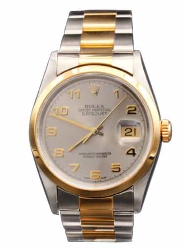Mens Rolex Two-Tone 18K/SS Datejust Watch Slate Gray Arabic Dial 16203 (SKU 16203AFPAMT)