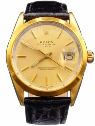 Mens Rolex Gold Shell Date Watch with Gold Champagne Dial 15505 (SKU 9462449AMT)