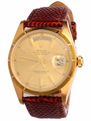Mens Rolex 18K Gold Day-Date Watch with Gold Champagne Dial 18078 (SKU 9582414AMT)