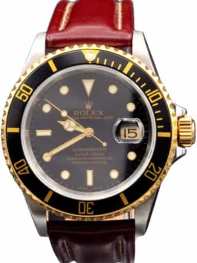 Mens Rolex Two-Tone Submariner 16613T Watch with Black Dial (SKU Z878762BRAMT)