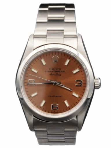 Mens Rolex Stainless Steel Air-King Watch Salmon Arabic Dial 14000 (SKU U668417SAMT)