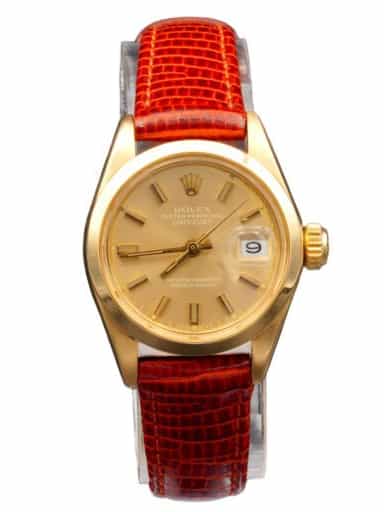 Ladies Rolex 18K Yellow Gold Datejust Watch Model Ref. 6916 with Bronze Dial (SKU 5078663AMT)