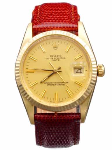 Mens Rolex 14K Yellow Gold Date Watch Gold Champagne Dial 15037 (SKU 9118419AMT)