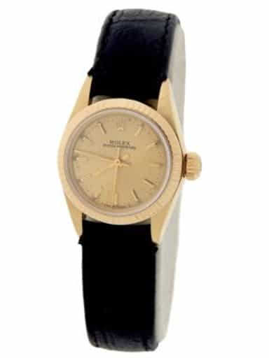 Ladies Rolex 14K Yellow Gold Oyster Perpetual 67197 Watch Champagne Dial (SKU 8900790FPAMT)
