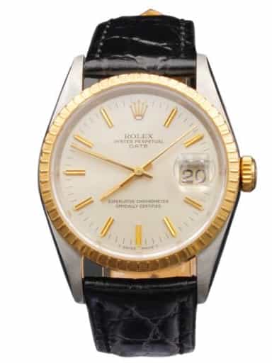 Mens Rolex Two-Tone 18K/SS Date 15223 Watch Silver Dial (SKU S408410BLAMT)
