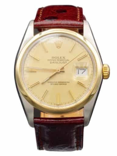 Mens 2Tone Rolex Datejust Watch Ref. 16003 with Yellow Gold Smooth Finish Bezel (SKU 5230362BRAMT)